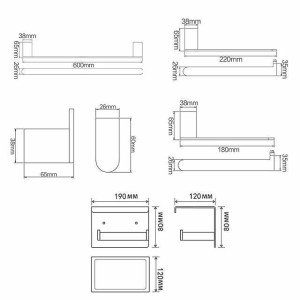 Bathroom Hardware Accessory Set -Towel Bar Toilet Paper Holder Robe Hook-Stainless Steel Low Carbon Steel Metal Wall Mounted