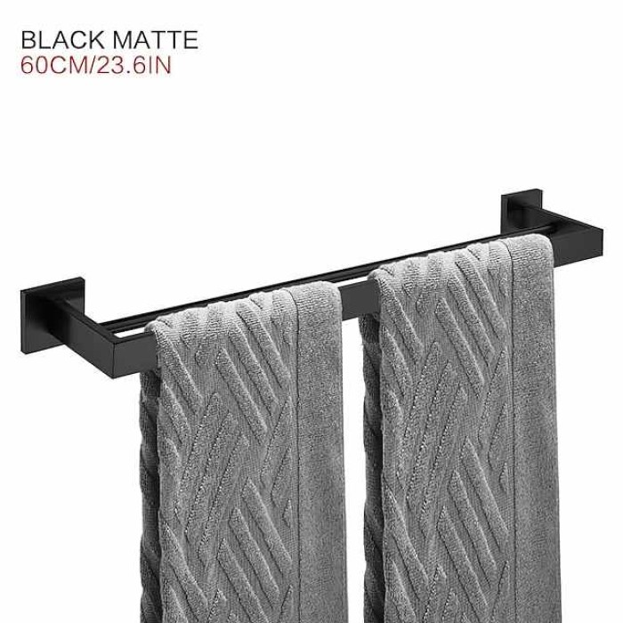 Towel Rack Holder for Bathroom,Stainless Steel Tower Bar Wall-mounted Bathroom Hardware Accessories Tower Bar 30-60cm(Black/Chrome/Golden/Brushed Nickel)