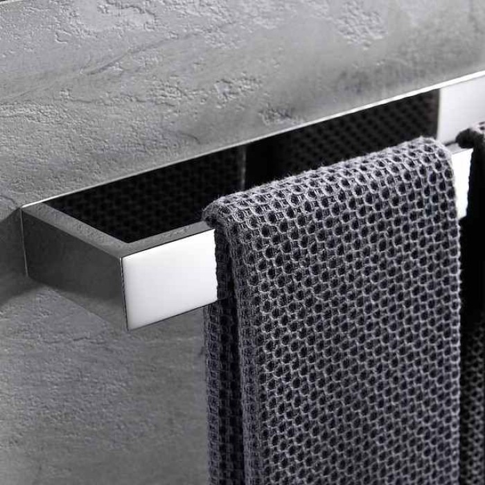 Bathroom Towel Bar,Self Adhesive Wall Mounted 304 Stainless Steel Single Bar Matte Black Silvery Bathroom & Kitchen Decoration