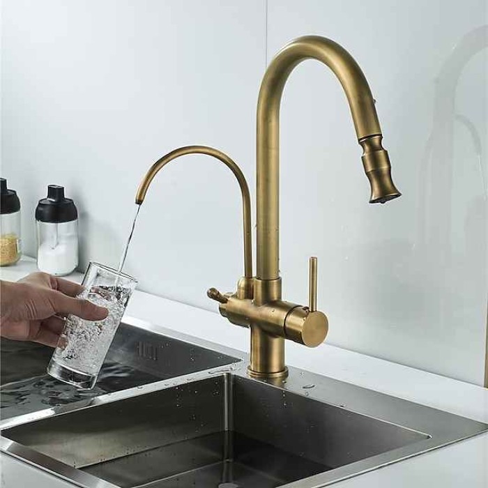 Kitchen Sink Mixer Faucet Pull Out Sprayer with Soap Dispenser, 360 swivel Black Single Handle Brass Taps Pull Down, Deck Mounted Hot Cold Water Hose Filter Tap