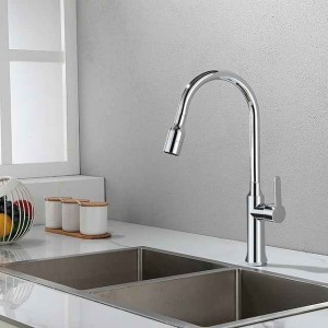 Kitchen Sink Mixer Faucet Tall with Pull Out Sprayer, 360 Swivel Single Handle High Arc Kitchen Taps Deck Mounted, One Hole Brass Kitchen Sink Faucet Water Vessel Taps