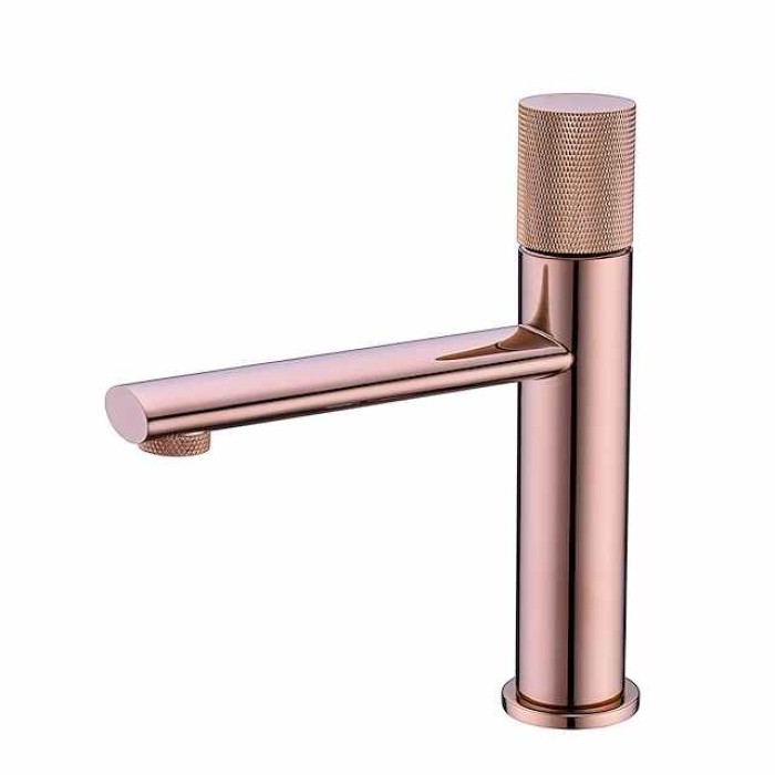 Bathroom Sink Faucet - Black / Rose Gold / Brushed Gold / Brushed Gun Color / Black  Rose Gold Wash Room Deck Mounted Brass Basin Faucet Centerset Single Handle One Hole Bath Taps Vanity Vessel Sink