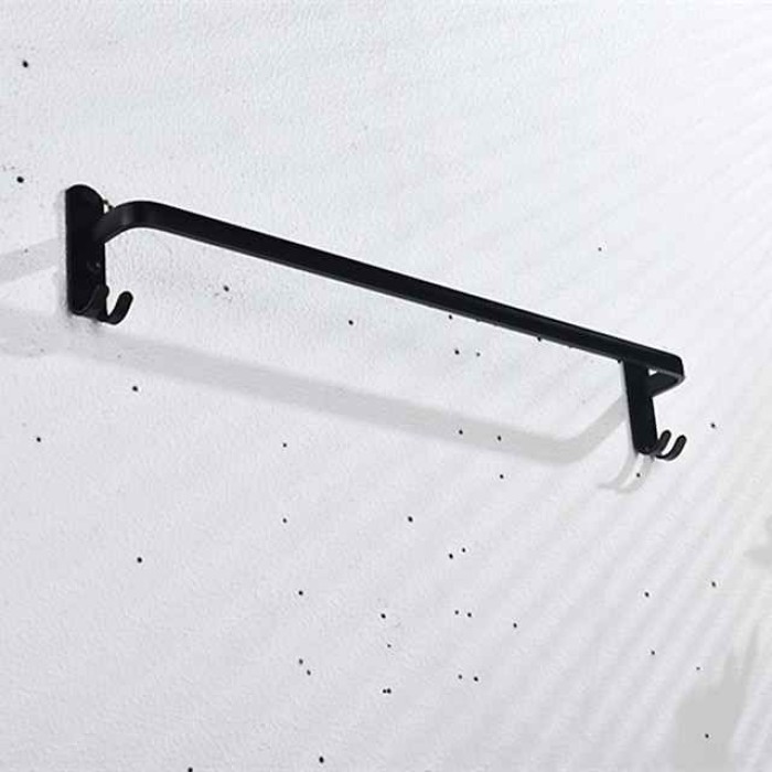 Multifunction Towel Bar New Design Modern Aluminum Bathroom Shelf Wall Mounted Matte Black 1PC