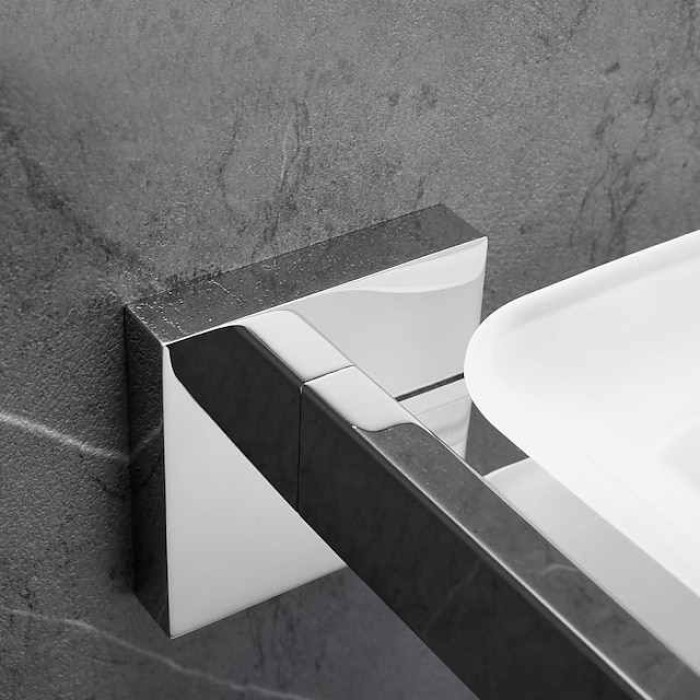 Soap Holder Stainless Steel and ABS with Glass Tray Wall Mounted Bathroom 1pc Painted Finishes, Chrome Electroplated and Brushed