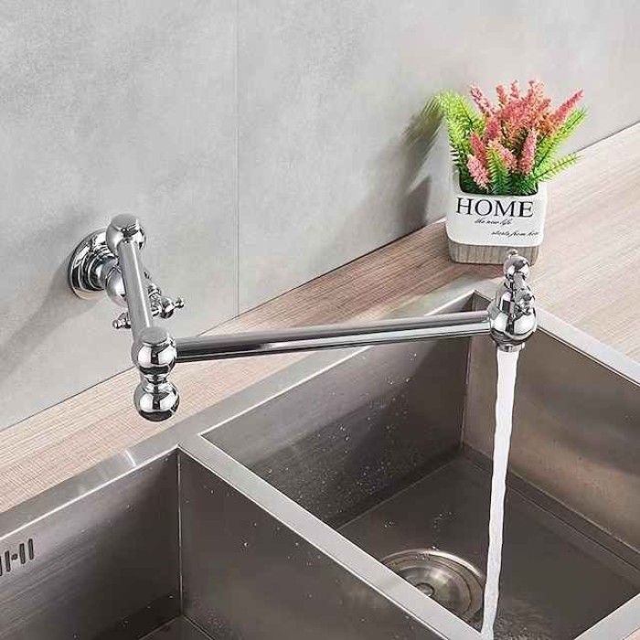 Kitchen Faucet,Kitchen Faucet,Wall Mounted Pot Filler,Brass Foldable Kitchen Tap