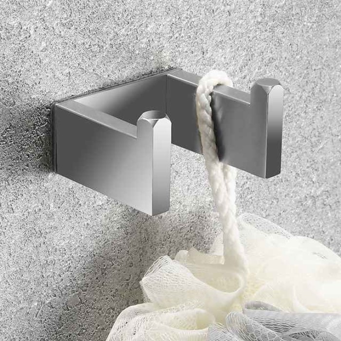 Bathroom Hardware Accessory Set Self-adhesive 304 Stainless Steel Include Robe Hook, Towel Bar, Towel Holder and Toilet Paper Holder Silver 1or3or4 pcs