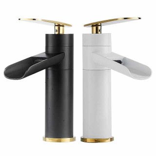 Bathroom Sink Faucet,Rotatable Electroplated Centerset Single Handle One Hole Bath Taps with Hot and Cold Switch