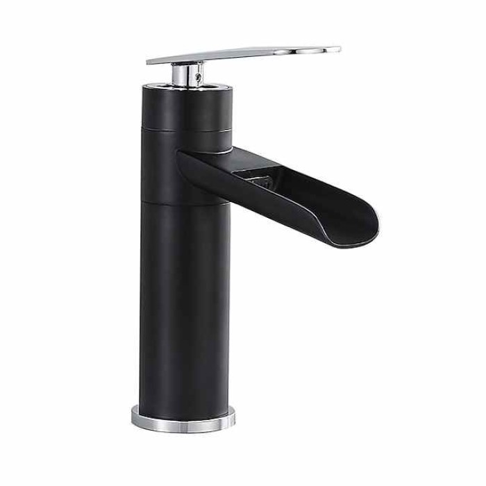 Bathroom Sink Faucet,Rotatable Electroplated Centerset Single Handle One Hole Bath Taps with Hot and Cold Switch