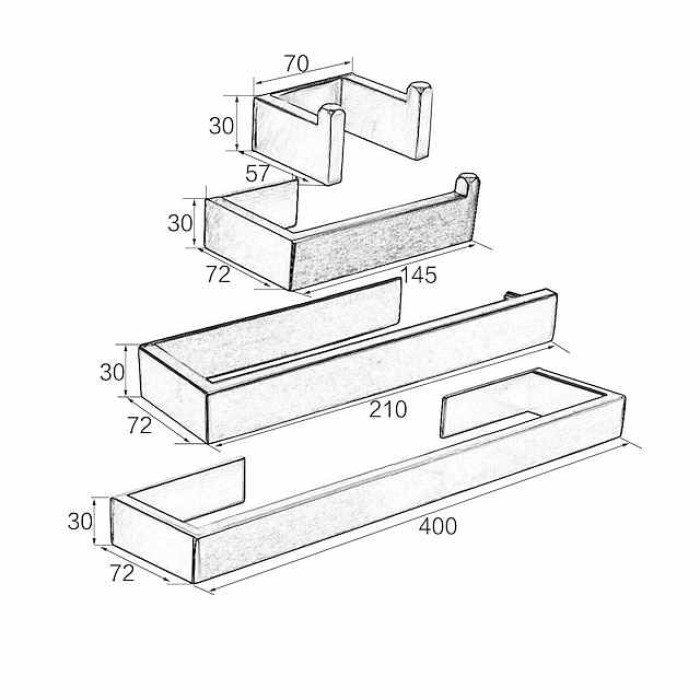 Bathroom Accessory Set, Self-adhesive Matte Black Stainless Steel Hardware Include Robe Hook, Towel Bar, Towel Holder, Toilet Paper Holder,for Home and Hotel