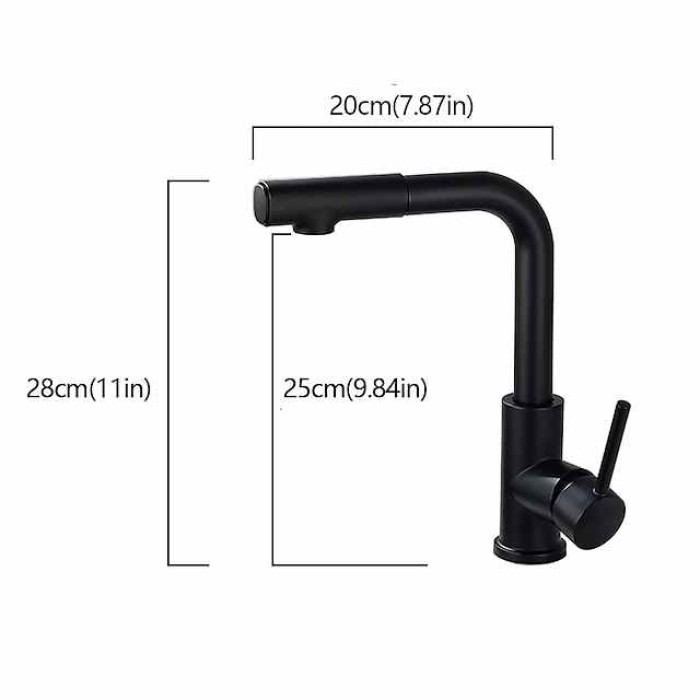 Kitchen Sink Faucet Black Single Handle One Hole Electroplated Pull-out / Pull-down Centerset Contemporary Kitchen Taps with Stream and Shower Modes