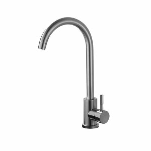 Stainless Steel Deck Mounted Kitchen Faucet, Brushed Multi-function Rotatable Kitchen Faucet with Hot and Cold Switch