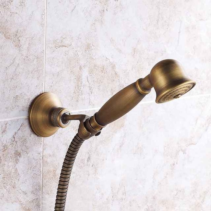 Shower Faucet Set Handshower Included Vintage Style/Country Brass Mount Outside Ceramic Valve Bath Shower Mixer Taps/Single Handle/Yes/Single Handle Three Holes