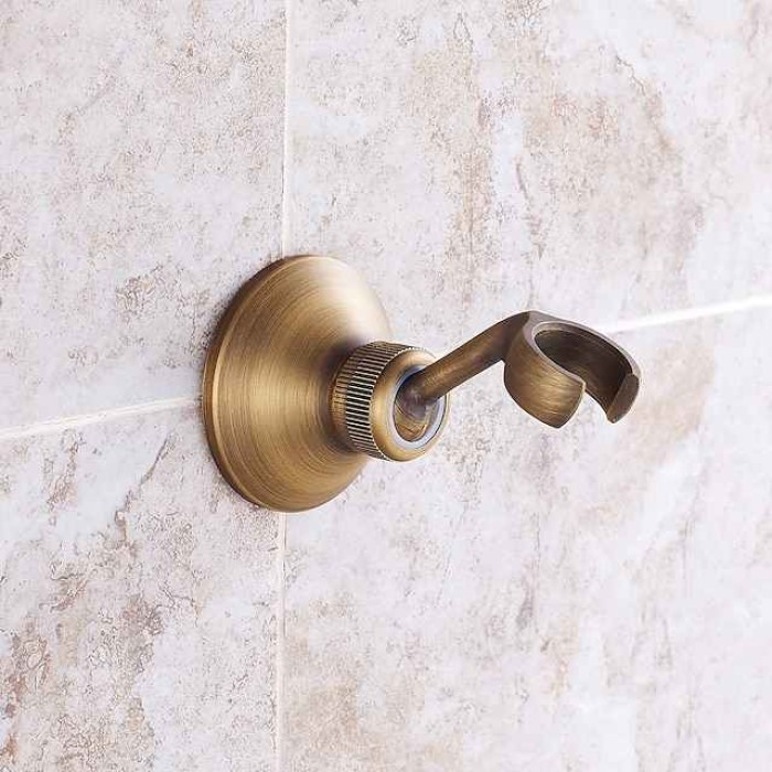 Shower Faucet Set Handshower Included Vintage Style/Country Brass Mount Outside Ceramic Valve Bath Shower Mixer Taps/Single Handle/Yes/Single Handle Three Holes