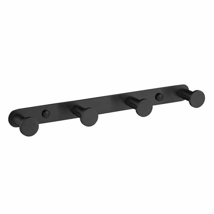 Robe Hook  Wall Mounted with 3 or 4 or 5 or 6 Hooks New Design Stainless Steel Bathroom Painted Finishes Black 1pc