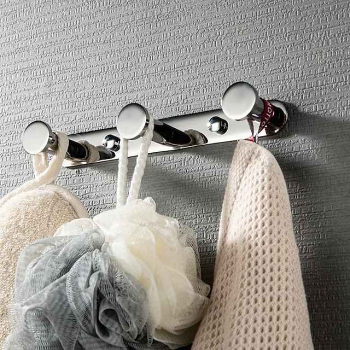 Robe Hooks New Design Contemporary Stainless Steel Material Bathroom Wall Mounted 3 or 4 or 5 or 6 Hooks Silvery 1pc