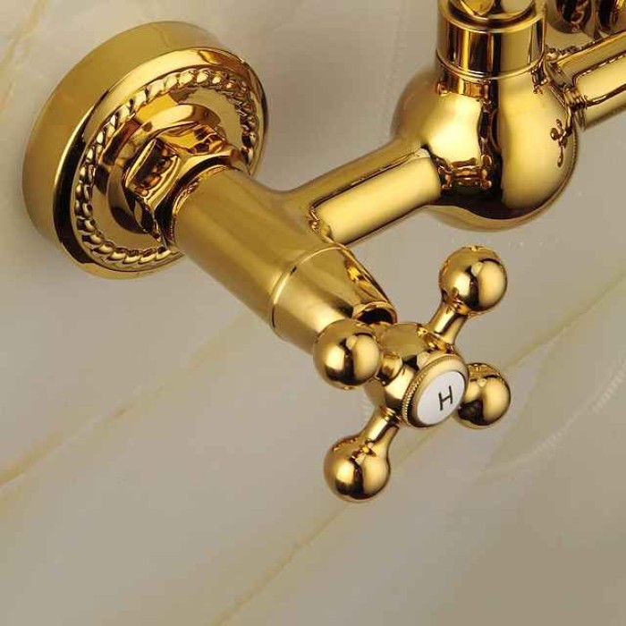 Shower Faucet Set Handshower Included Vintage Style/Country Brass/Electroplated Mount Outside Ceramic Valve Bath Shower