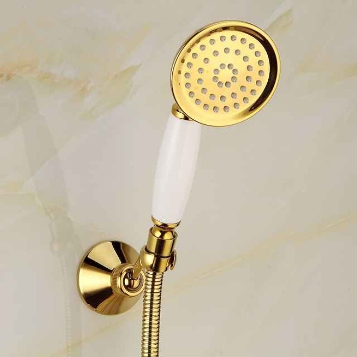 Shower Faucet Set Handshower Included Vintage Style/Country Brass/Electroplated Mount Outside Ceramic Valve Bath Shower