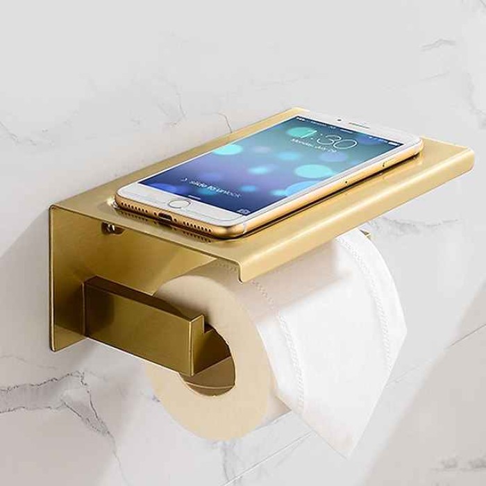 Bathroom Accessory Set Stainless Steel Include Single Towel Bar Toilet Paper Holder Robe Hook and Towel Shelf Wall Mounted Golden 1 or 3 or 4 pcs