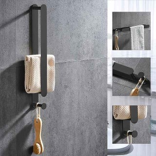 Towel Bar and Towel Rack with Hooks New Design Stainless Steel Bathroom Towel Rack Wall Mounted Painted Finishes 1pc