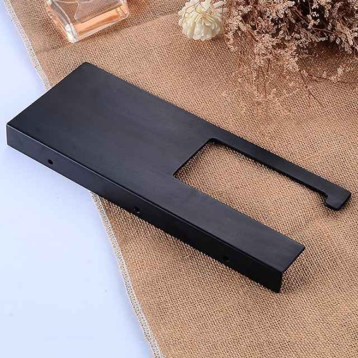 Stainless Steel Toilet Paper Holder New Design Tray Paper Roll Holder Bathroom Shelf Wall Mounted Matte Black 1pc