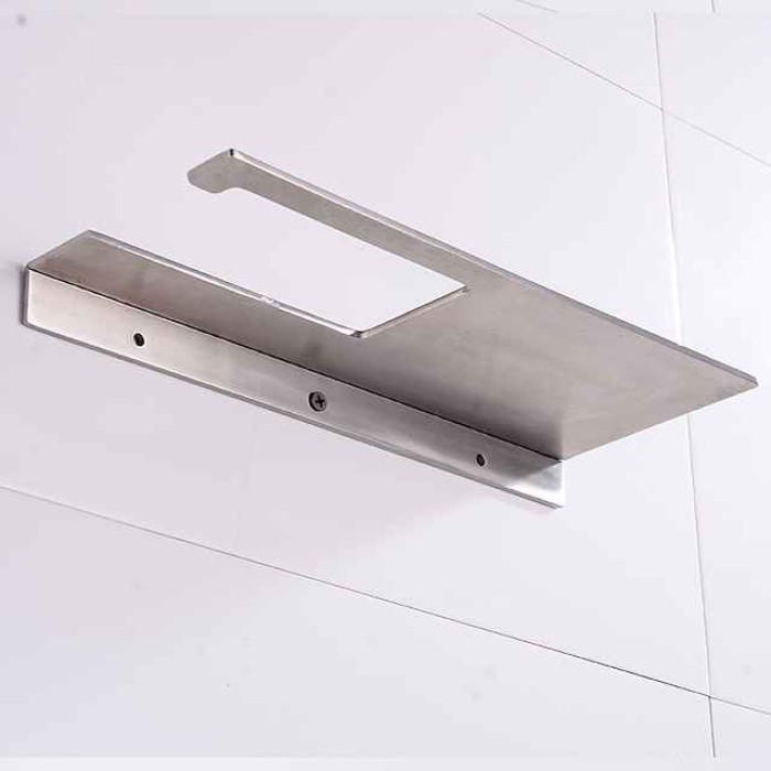 Stainless Steel Toilet Paper Holder New Design Tray Paper Roll Holder Bathroom Shelf Wall Mounted Matte Black 1pc