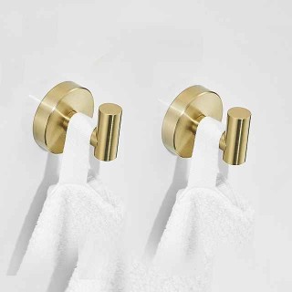 2pcs Wall Hooks for Coats,Stainless Steel Robe Hooks,Wall Mounted Coat Hooks For Bathroom,Bedroom,Kitchen(Golden)