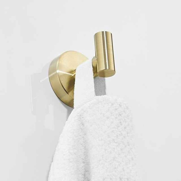 2pcs Wall Hooks for Coats,Stainless Steel Robe Hooks,Wall Mounted Coat Hooks For Bathroom,Bedroom,Kitchen(Golden)