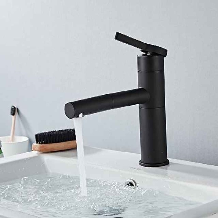 Bathroom Sink Faucet - Rotatable / Pull out Painted Finishes Mount Outside Single Handle One HoleBath Taps