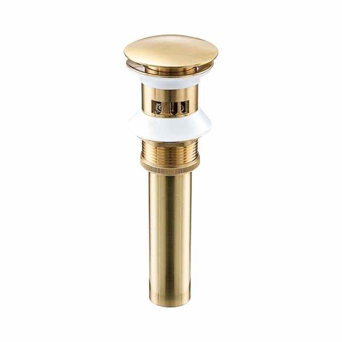 Brass Pop Up Sink Drain Stopper with Overflow Bathroom Faucet Vessel Vanity Sink Drainer(Golden)