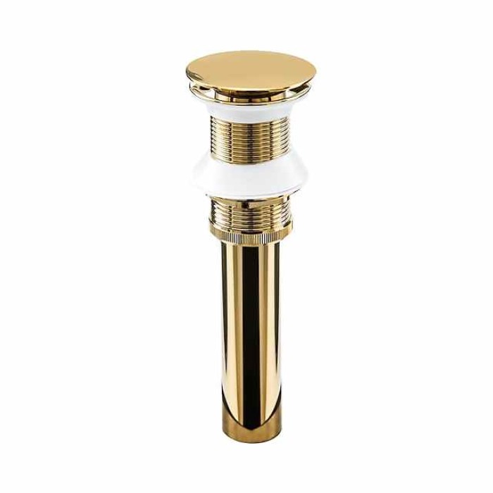 Brass Pop Up Sink Drain Stopper with Overflow Bathroom Faucet Vessel Vanity Sink Drainer(Golden)