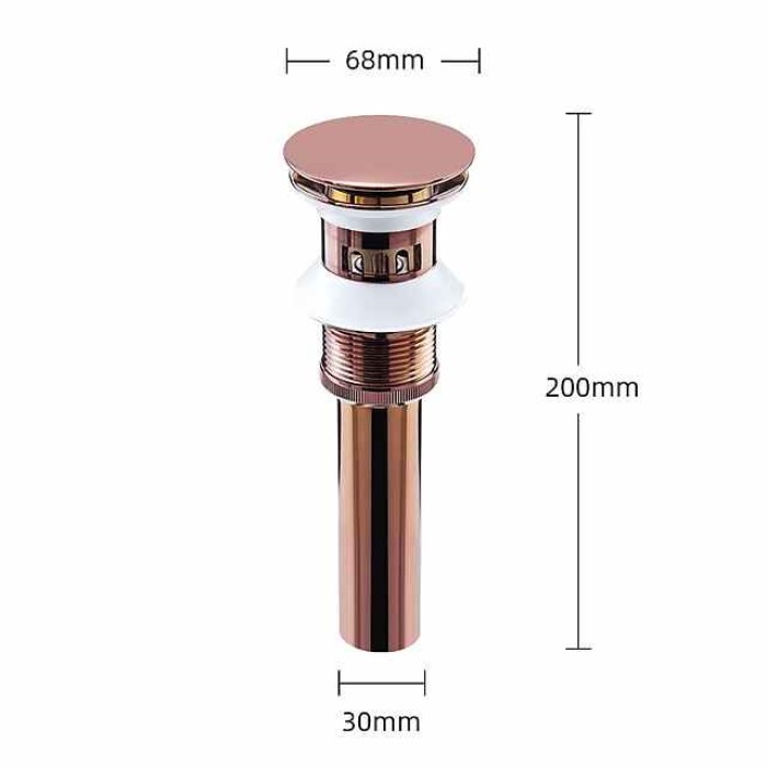 Brass Pop Up Sink Drain Stopper with Overflow Bathroom Faucet Vessel Vanity Sink Drainer(Rose Golden)