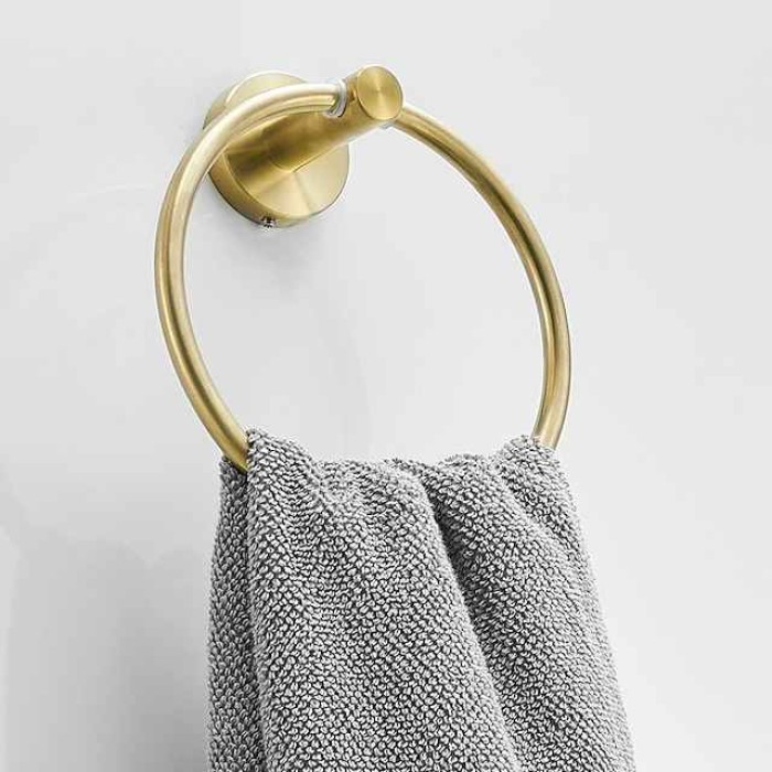 Bathroom Accessory Set Include Towel Bar Robe Hook and Towel Ring New Design Modern Stainless Steel Material Wall Mounted Golden 3pcs