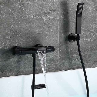 Bathtub Faucet - Thermostatic Bath Tub Faucet Contemporary Painted Finishes Free Standing Ceramic Valve Bath Shower Mixer Taps