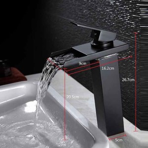 Single Handle Bathroom Faucet, Oil-rubbed Bronze One Hole LED/Waterfall/Centerset Bath Taps, Brass Bathroom Sink Faucet Contain with Cold and Hot Water