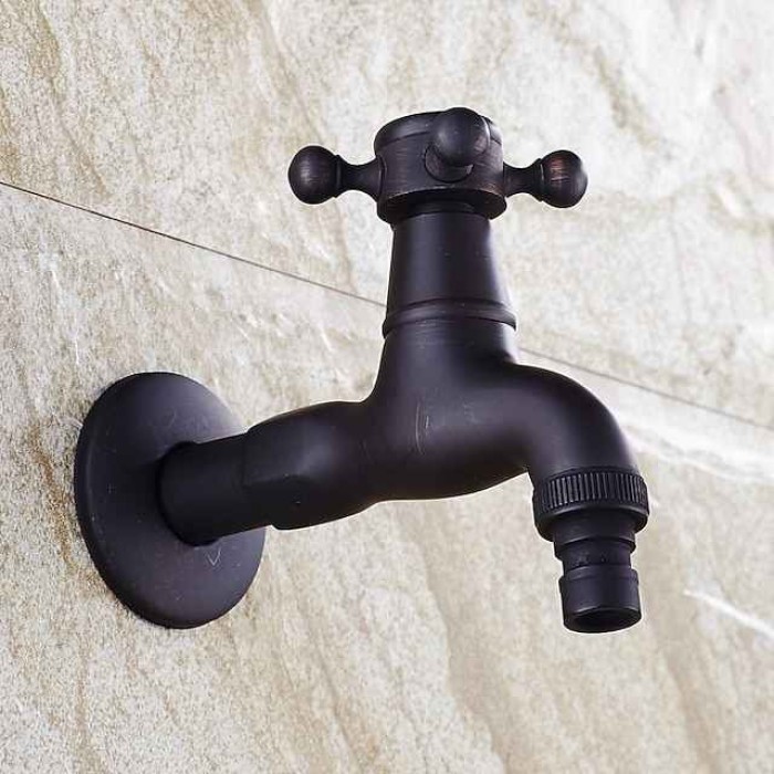 Outdoor Faucet Wall Mounted Single Handle/Outdoor/Indoor One Hole Centerset Retro Vintage Decorative Solid Brass Bathroom Sink Faucet Faucet Tap