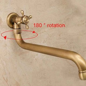 Antique Copper Outdoor Faucet Lengthened Single Cold Faucet Mop Pool Outdoor Wall-mounted Faucet Rotatable