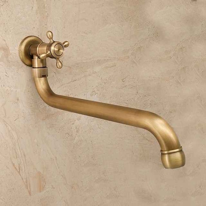 Antique Copper Outdoor Faucet Lengthened Single Cold Faucet Mop Pool Outdoor Wall-mounted Faucet Rotatable