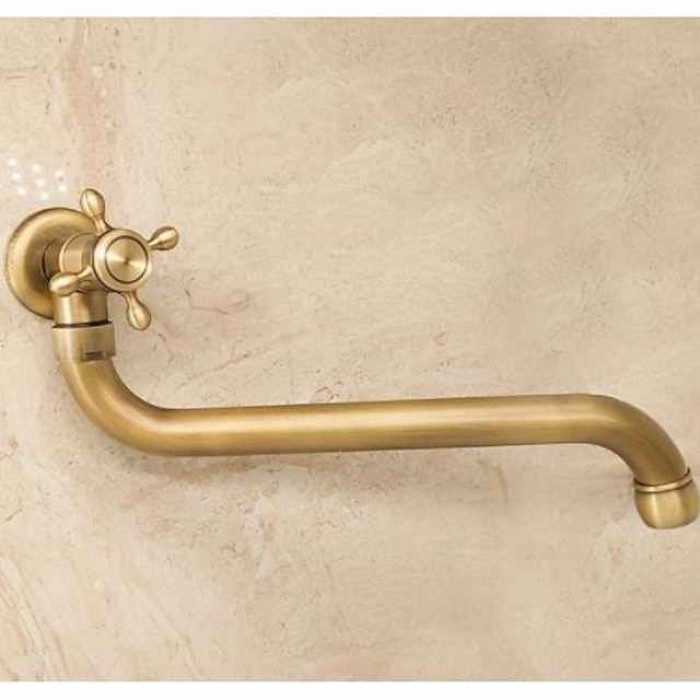 Antique Copper Outdoor Faucet Lengthened Single Cold Faucet Mop Pool Outdoor Wall-mounted Faucet Rotatable