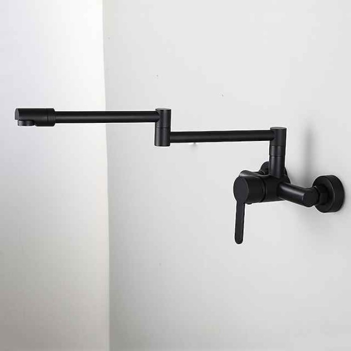 Wall Mounted Kitchen Sink Mixer Faucet, Foldable Pot Filler Facuet,Single Handle Two Holes Folding Taps, Electroplated / Painted Finishes Pull-out / Pull-down / Pot Filler Wall Mounted / Brass