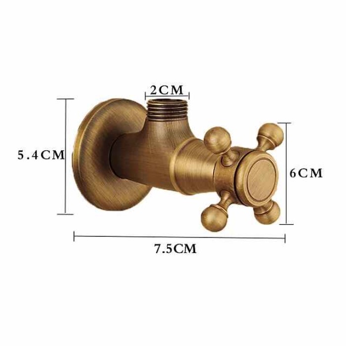 Antique Copper Triangle Valve Carved Retro Thickened Hot and Cold Triangle Valve Black Angle Valve Explosion-proof Water Stop Valve 1pc