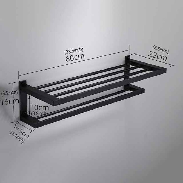 Towel Rack for Bathroom Double-layer Space Aluminum Towel Bar Wall-mounted Perforated Installation Towel Hardware Hanging Towel Rack