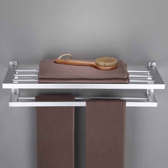 Towel Rack for Bathroom Double-layer Space Aluminum Towel Bar Wall-mounted Perforated Installation Towel Hardware Hanging Towel Rack