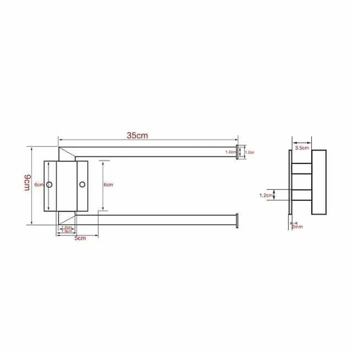 180 Degree Revolving Folding Towel Bar Stainless Steel Bathroom 2-rod Towel Rack Brushed Silvery and Matte Black 1pc