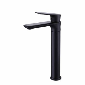 Bathroom Sink Tall Faucet Heavy Duty Style Single Handle One Hole Bath Vessel Sink Faucet Deck Mount Basin Hot and Cold Mixer Tap Lavatory Vanity Sink Faucets Brass Matte Black