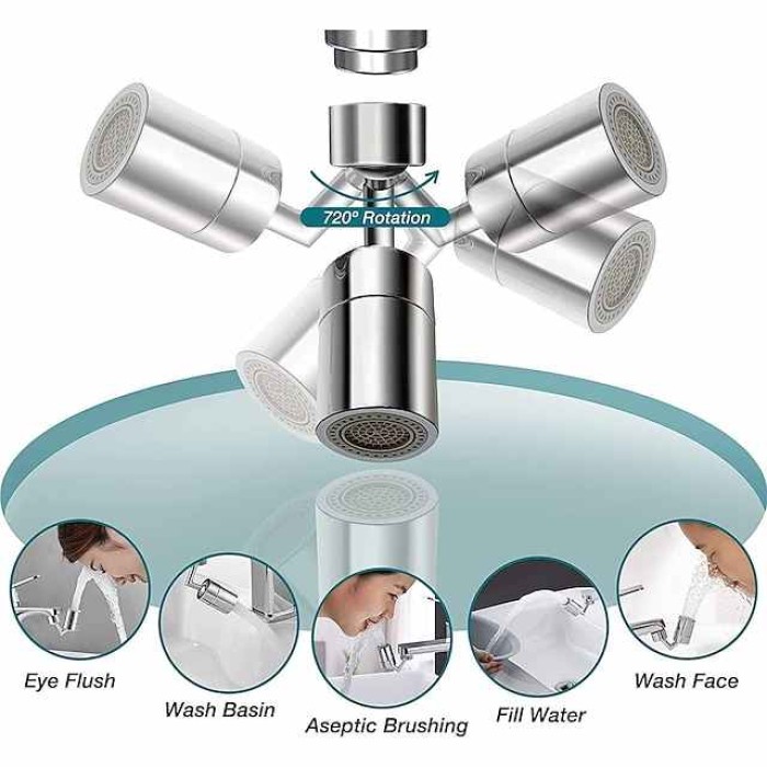 Faucet Extender Aerator 720° Swivel, Universal Splash Kitchen Tap Filter Bathroom Basin Faucet Spray Head Washroom, Water Saving Nozzle Sprayer Attachment