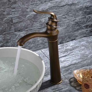 Bathroom Sink Faucet - Classic Antique Brass Free Standing Single Handle One HoleBath Taps