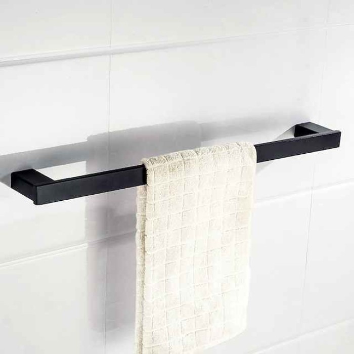 Multifunction Bathroom Accessory 1pc Include Towel Bar/Robe Hook/Towel Rack/Toothbrush Holder/Soap Dishes and Bath Shelf Stainless Steel Wall Mounted Matte Black