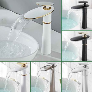 Bathroom Sink Faucet Waterfall Brushed/Electroplated/Painted Finishes Centerset Single Handle One Hole Bath Taps