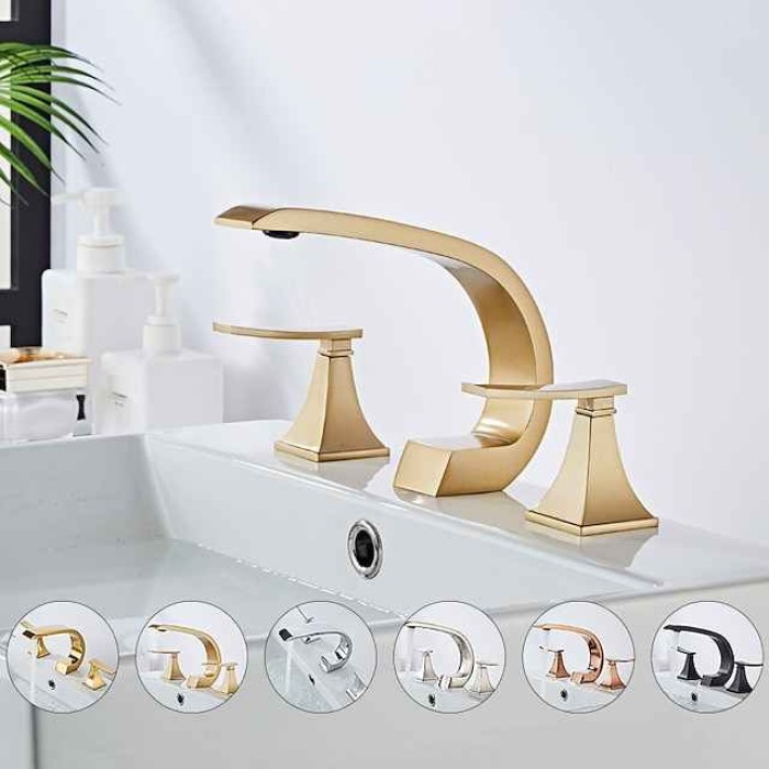 Bathroom Sink Faucet Widespread Oil-rubbed Bronze/Brushed/Electroplated Widespread Two Handles Three HolesBath Taps