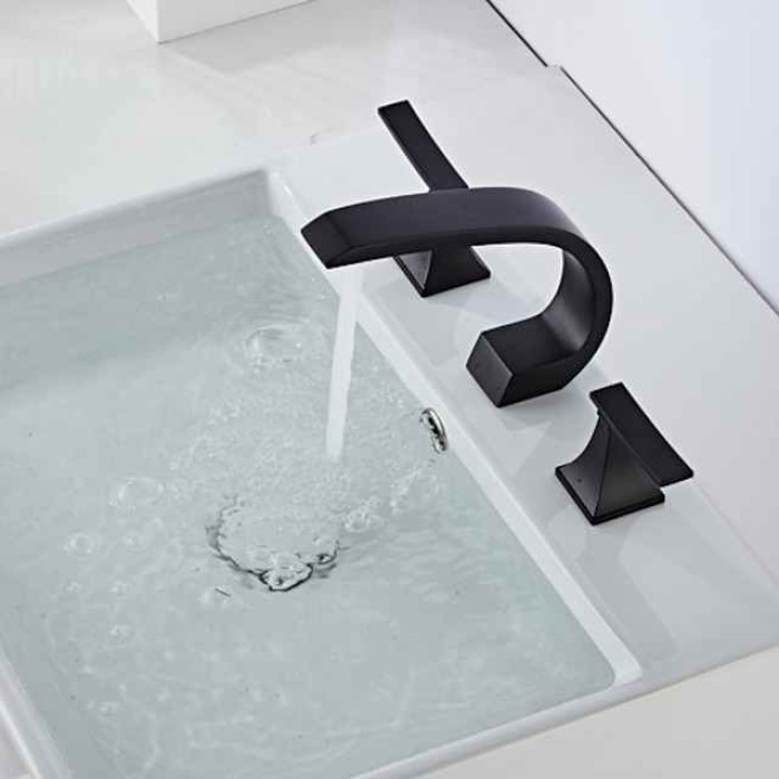 Bathroom Sink Faucet Widespread Oil-rubbed Bronze/Brushed/Electroplated Widespread Two Handles Three HolesBath Taps